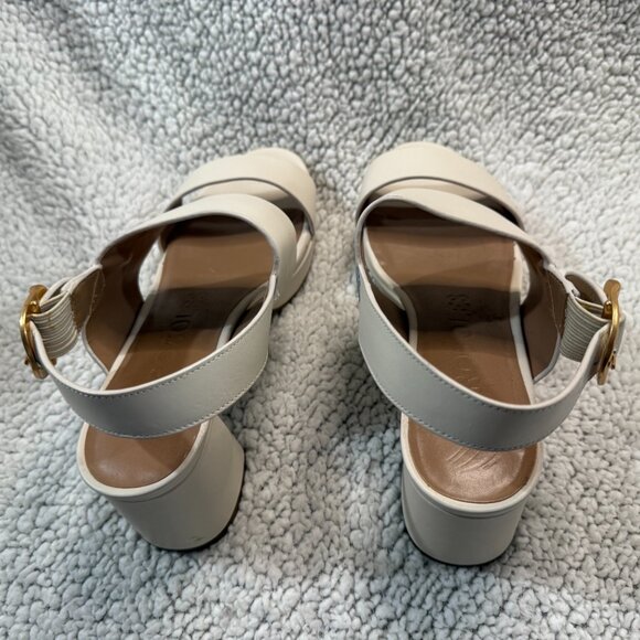 Comfortable Women's Platform Sandal in Eggshell Leather - Picture 4 of 5